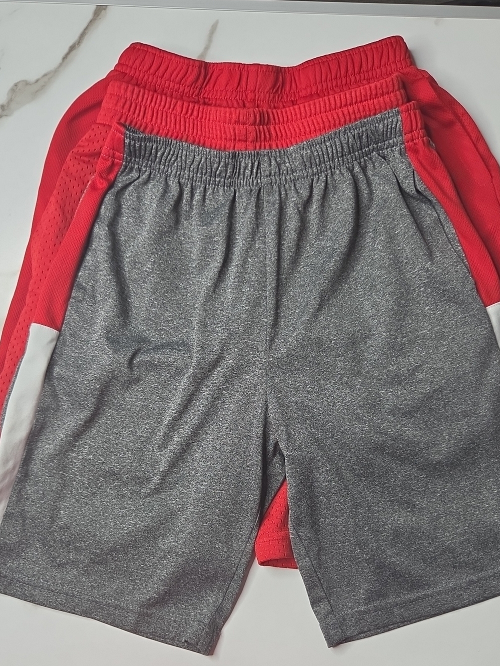 RBX Boys Two-Pack Athletic Shorts in Gray & Red (3pck)